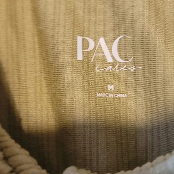 "PAC cares" size Medium  Olive green long sleeve sweater. - Picture 2 of 5